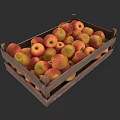 Rustic Wooden Storage Cabinet Filled With Fresh Red And Green Apples