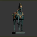 Game Movie Character Turquoise Horse Figure With Golden Decorations Red Saddle And Raised Front Leg