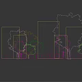 Various Arbor Tree Species With Green Red Foliage in Landscaping Design