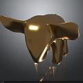 Decorative Golden Elephant Sculpture With Shiny Metallic Surface And Dark Background