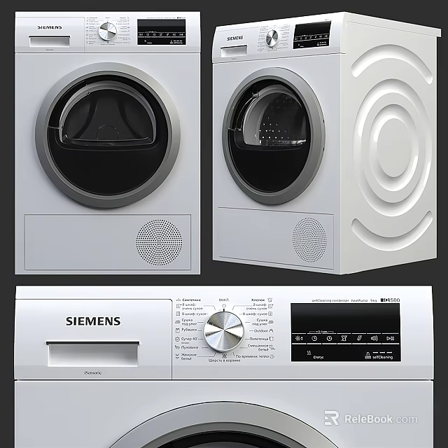 Siemens Washing Machine With Modern Design Digital Display And Control Knob 3d model 
