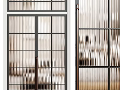 Modern Glass Door With Grid Pattern And Black Frame For Stylish Interior Design 3d model
