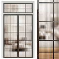 Modern Glass Door With Grid Pattern And Black Frame For Stylish Interior Design