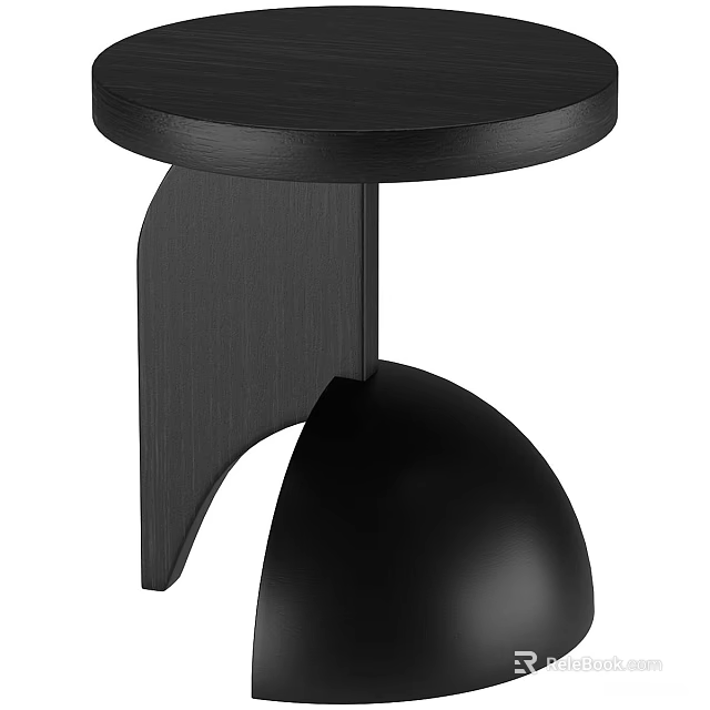 Modern Black Corner Table With Round Top And Unique Curved Base 3d model