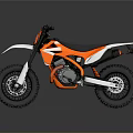 Orange And White Off Road Dirt Bike With Black Seat And Large Knobby Tires