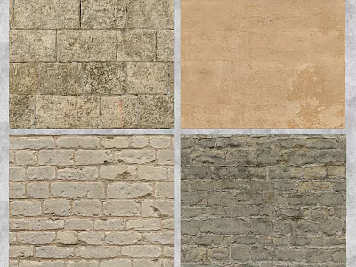 Decorative Background Wall Design Collection With Brick Stone And Vintage Texture In Various Colors 3d model