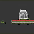 Green And White Claas Combine Harvester With Agricultural Attachments And Red Cutting Parts