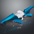 Blue Futuristic Motorcycle Concept Design With White Rider Figure