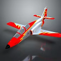 Red And Silver Jet Airplane Model With Flame Design And Detailed Features 3d model