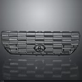 Contemporary Architectural Grille With Silver Metal Stripes Central Logo And Reflective Finish