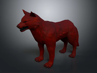 Red Wolf Character and Mythical Creature in Detailed 3D Model Standing Pose 3d model