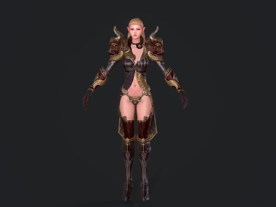 Game and Movie Character With Blonde Hair Horned Armor Leather And Metal Details Long Boots 3d model