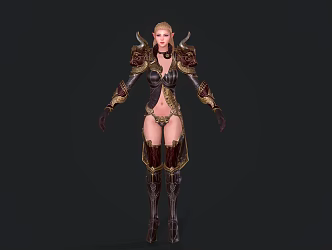 Modern female warrior game female warrior 3d model