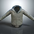 Gray Hooded Jacket With Front Zipper And Side Pockets Design