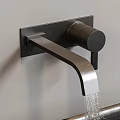 Modern Wall Mounted Faucet with Flowing Water and Sleek Contemporary Design for Sink
