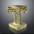 Ancient Classical Column Ornament With Volute Capital Fluted Shaft And Square Base 3d model