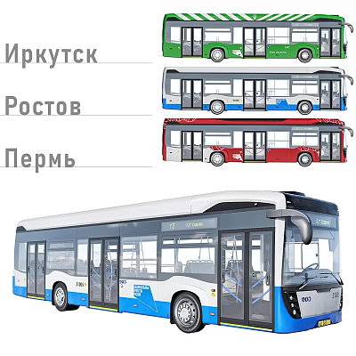 City Buses Operated In Irkutsk Rostov Perm With Diverse Designs 3d model City Buses Operated In Irkutsk Rostov Perm With Diverse Designs 3d model