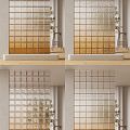 Modern glass brick gradient glass brick partition 3d model