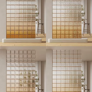 Modern glass brick gradient glass brick partition 3d model