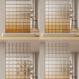 Modern glass brick gradient glass brick partition 3d model