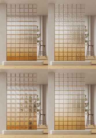 Modern glass brick gradient glass brick partition 3d model