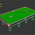Professional Billiard Table With Green Felt Surface Wooden Legs Cue And Balls