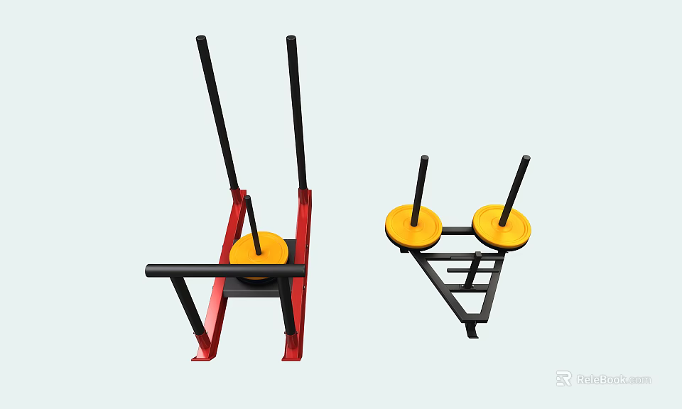Red Black Frame Playground Equipment With Yellow Round Parts And Horizontal Bars 3d model 