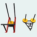 Red Black Frame Playground Equipment With Yellow Round Parts And Horizontal Bars