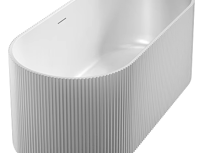 Modern White Freestanding Bathtub With Vertical Ribbed Exterior And Sleek Design 3d model
