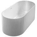 Modern White Freestanding Bathtub With Vertical Ribbed Exterior And Sleek Design