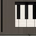 Modern Abstract Painting With Black White Vertical Stripes On Wooden Wall