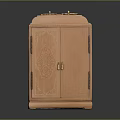 Traditional Wooden Cabinet Furniture With Double Doors Decorative Patterns And Top Ornamental Design