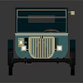 Vintage Teal Wooden Car With Classic Design And Orange White Wheels