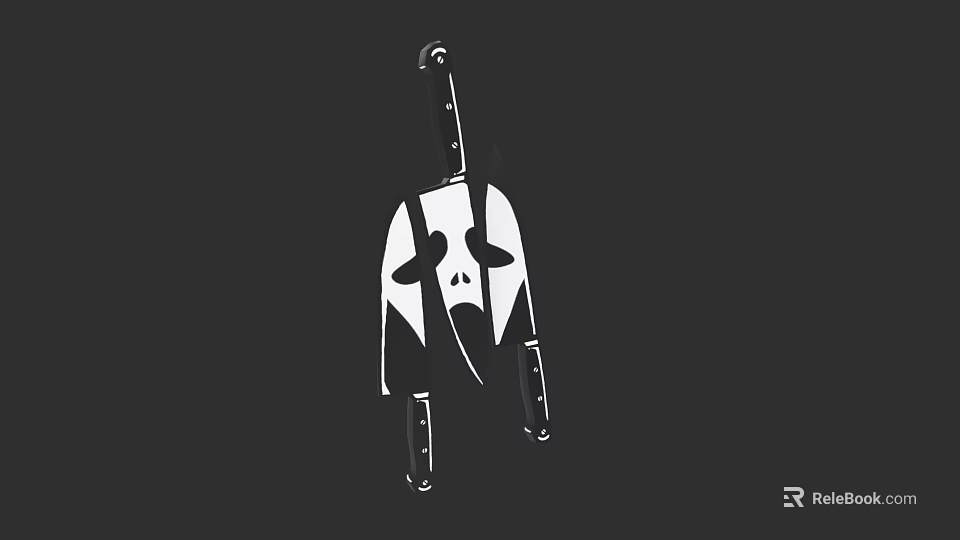 Black And White Game And Movie Character With Skull Mask And Skeletal Structure 3d model 