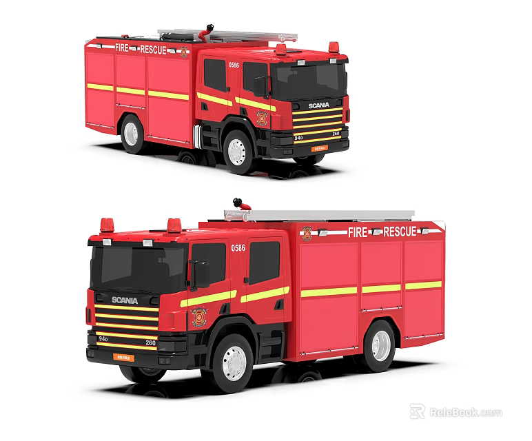 Red Fire Rescue Functional Vehicle With Emergency Equipment And Rescue Operational Features 3d model 