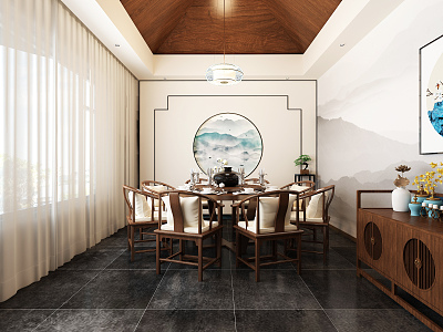 New Chinese-style private room Chinese restaurant private room 3d model