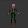 3D Character Model With Black Jumpsuit White Gloves Red Shoes White Ears And Black Mask