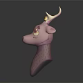 Cute Pink Deer Character With Antlers Red Eyes And Yellow Crown