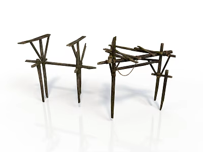 Three Abstract Architectural Metal Structure Art Models Modern Design Installations 3d model
