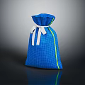 Blue Grid Pattern Storage Bag with Yellow Trim and White Ribbon Bow for Everyday Use