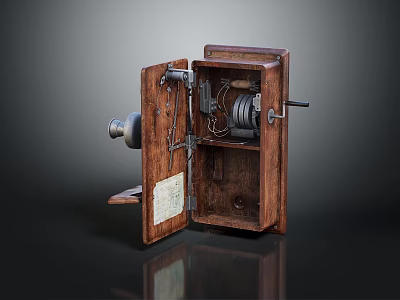 Vintage Wooden Communication Device with Internal Parts Showing Evolution of Modern Mobile Digital Technology 3d model