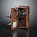 Vintage Wooden Communication Device with Internal Parts Showing Evolution of Modern Mobile Digital Technology