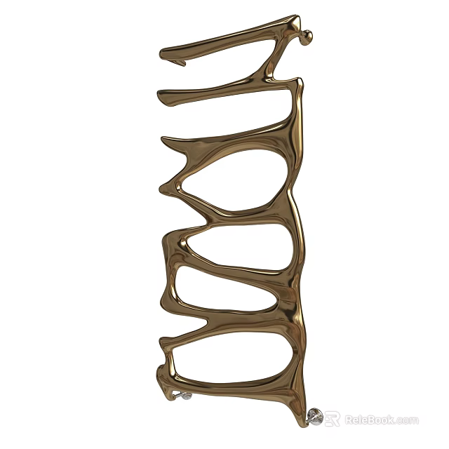 Golden Modern Decorative Sculpture With Hollow Unique Shape And Smooth Surface 3d model 