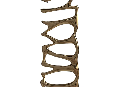 Golden Modern Decorative Sculpture With Hollow Unique Shape And Smooth Surface 3d model