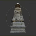 Architectural Stone Column Capital With Carved Details And Multi Tiered Base