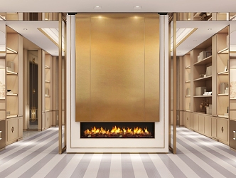 Modern Exhibition Hall Living Room Fireplace Advanced Customization Chengdu Wenrude Villa Dai Kun 3d model