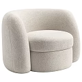 Beige Single Sofa With Soft Fabric Rounded Design And Curved Armrests 3d model