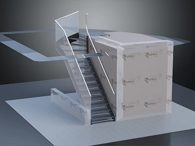 Modern Staircase Interior Design With Sleek Glass Railing And Metal Steps Wall Panel 3d model