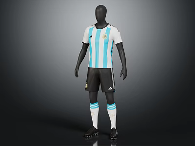 Human Mannequin Dressed In Argentina Football Uniform With Blue White Stripes And Eagle Emblem 3d model