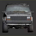 Vintage Muddy SUV With Dirty Exterior And Off Road Tires Design